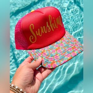 Natural Life Floral Sunshine Pink Trucker Hat